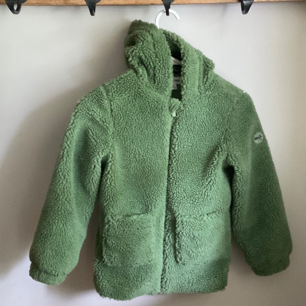 Cozy Green Hooded Kids high pile fleece Jacket lined
